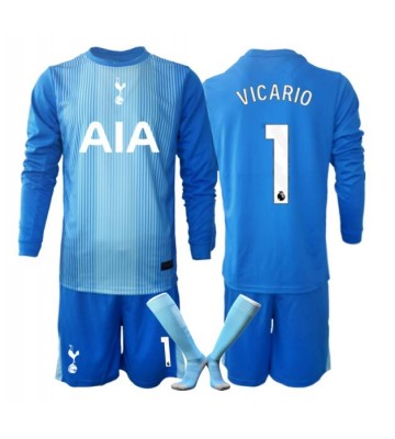 Tottenham Hotspur Guglielmo Vicario #1 Målmand Udebanetrøje Børn 2025-26 Langærmet (+ Korte bukser)